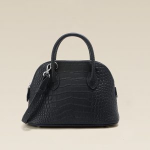 Genuine Leather Crocodile-Embossed Shell Bag for Women