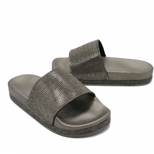 Women's rhinestone fashionable casual wedge-toe thick-soled European-style summer slippers