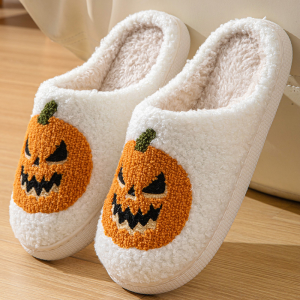 Halloween Pumpkin Cartoon Slippers Warm Winter Slippers Men And Women Couples Indoor House Shoes