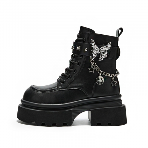 Western cowboy boots with fleece anti-slip high-heeled boots