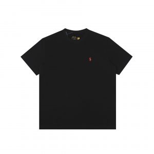 Embroidered horse logo, unisex crew neck short-sleeved shirt
