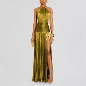 Solid color sleeveless strapless mesh maxi dress