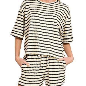 Women's Round Neck Loose Short-Sleeved Shorts Set