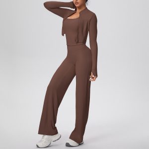 Plus Size Elastic Waist I Shaped Vest Wide Leg Long Three Piece
