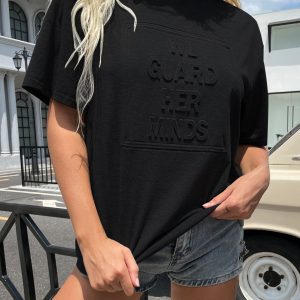 Letter loose round neck pullover top