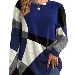 Bucklless geometric contrasting long sleeved shirt