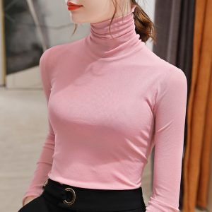 Fleece-lined, thick, warm long-sleeved stretch top