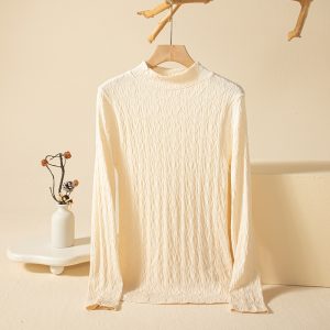 Thin, fitted stand-up collar base layer for women