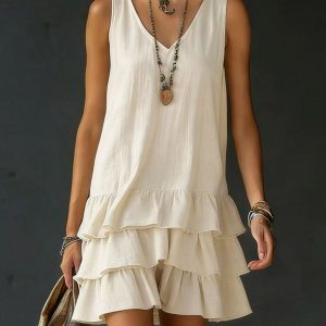 Casual solid color side pocket vest skirt