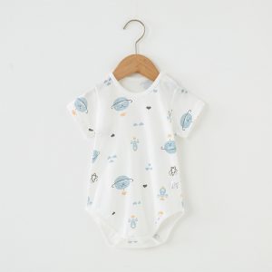 Baby summer short-sleeved bodysuit, newborn summer pure cotton