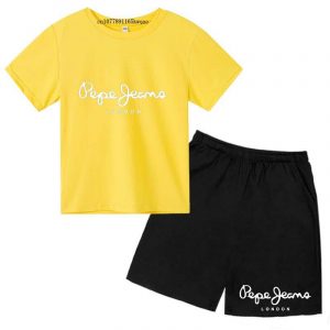 Kids Trendy Simple Letter Print Summer Fashion Breathable Tees+Shorts 2pcs Sportsuits 3-13 Years Boys Girls Outfits Clothes Sets