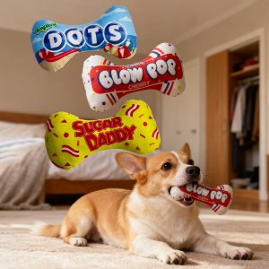 Dog Teething Toy Bone — Squeaky Plush Toy