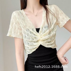 Show off your stylish lace shawl and chic chiffon top