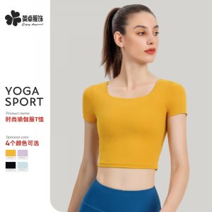 Women's Slim-Fit Short-Sleeve Sports Top, Fitness & Yoga Wear for Outdoor Training and Running
