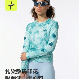 Tie-dye digital printed long-sleeve sports T-shirt 26 spring and summer new product, moisture-wicking, highly elastic, crew neck top