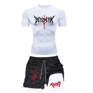 Men's European and American Trend Printed Set, New Summer Casual Fitness Training Sports Short Sleeve Shorts Two-Piece Set
