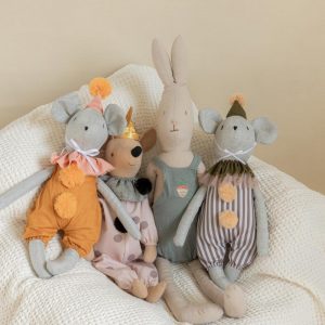 Baby Sleeping Rabbit and Mouse Putting on Clothes Plush Toy