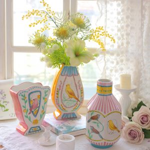 Flower Bird Ceramic Vase
