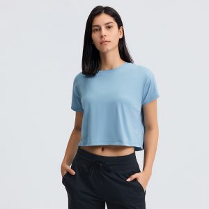 New Women's Yoga Top, Loose & Breathable Sports Short Sleeve for Running, Exercise & Fitness