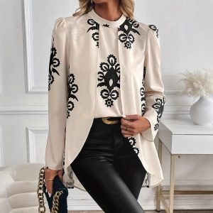 Women's Clothing Long Sleeve Shirt New Cute Polyester Spandex Loose Fit Top