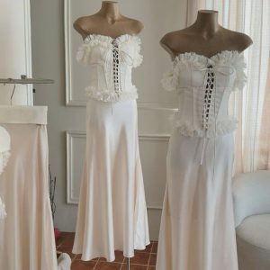 Casual Embroidered Spring/Summer Bustier Top Maxi Dress Women