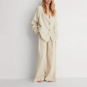 Classic Summer Women's Linen Blazer 100% Linen Office Women Oversized