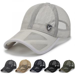 Summer thin sun protection baseball cap, breathable mesh cap for outdoor sports, fishing sunshade peaked cap