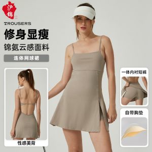 New European and American style anti-exposure tight sports dress, slim-fit, casual and suitable for fitness
