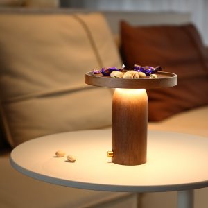 Solid Wood Table Lamp Mushroom Night Light