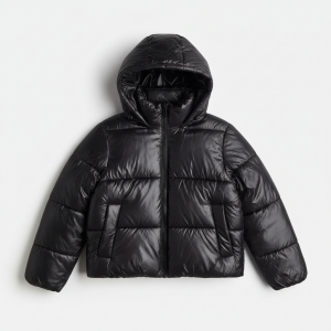Winter Coated Hooded Solid Color Puffer Cotton Jacket Waterproof