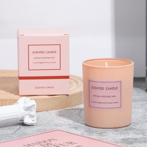 Pink glass scented candle