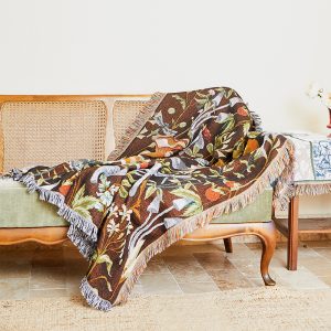 Household Flower Sofa Towel Polyester Cotton Thread Blanket with Tassel