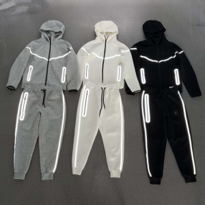 New Sports Hooded Coat Hoodie Zipper Autumn Reflective Set