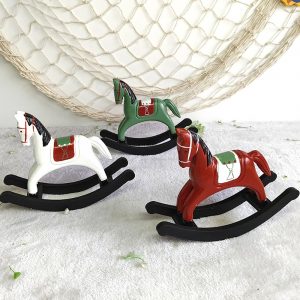 Wooden Creative Painted Rocking Horse Desktop Ornaments