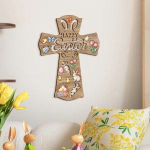 Wooden Pendant Cross Hollow Hanging Ornament