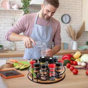 Kitchen Wooden Iron Rotating Rack