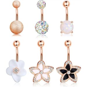Bobisty Navel Rings Surgical Stainless Steel Belly Button Rings for Women