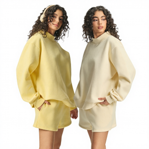 Crew Neck Fleece-Lined Thick Solid Color Hoodie