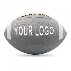 New Design Custom Logo PU Leather Football & Professional Grey Rugby Ball