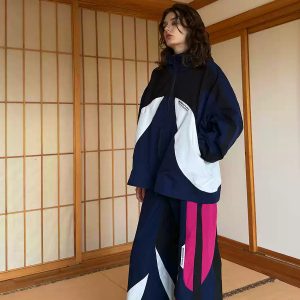 Women's Customized Design Color Jacket Long Pants Set Nylon Two-Piece