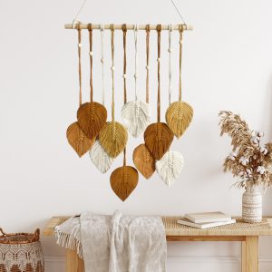 Hand-woven with wooden beads for decoration