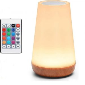 Remote control touch wood table lamp bedroom bedside lamp