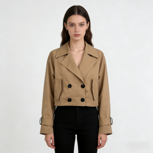 Double-Breasted Short Trench Coat Loose-Fit Trendy Women's Trench Jacket Factory Wholesale