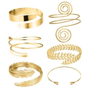Women Silver Gold Color Bracelet Bangle Set Adjustable Armband