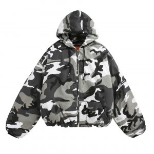 Winter New American Loose Camouflage Hooded Cotton Jacket