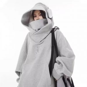 Loose Fit Hoodie High Collar Men's Casual Streetwear Anti-Social