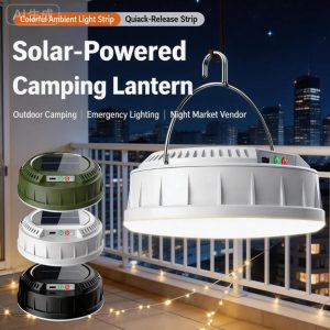 Rechargeable Solar Camping Light with Colorful String Lights