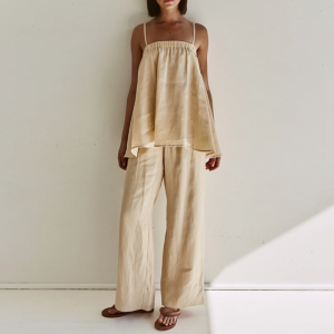 Women's Loose Fit Sleeveless Knitting Top and Pants Casual