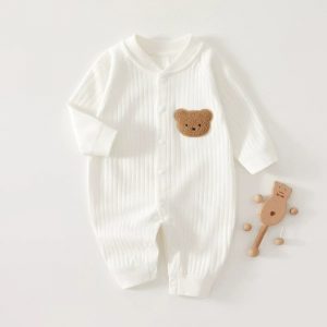 3-9 Months All Seasons Cute Infant Newborn Baby Romper Baby Boy Girl Cartoon Bear Cotton Jumpsuit