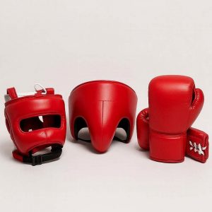 Boxing Set (Red Headgear, Gloves, Groin Guard, etc.)